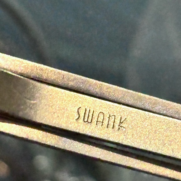 Letter R Sword Tie Clip Tie Bar signed Swank Vintage Gold Tone - Picture 5 of 5